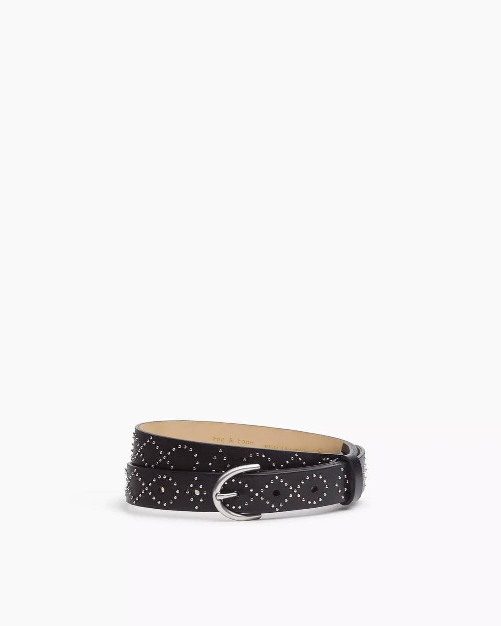 NEW RAG & BONE women's maisie studded leather belt in black
